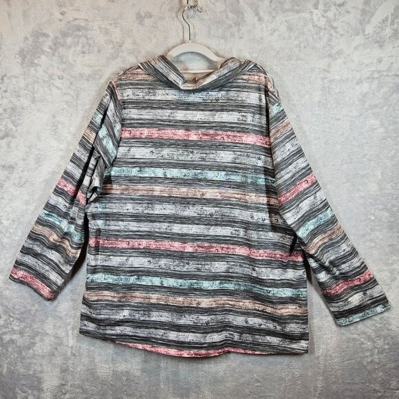 CJ Banks Womens 2X Striped Pullover Tunic Top With Half-Zip Neck Pockets casual - Picture 3 of 15